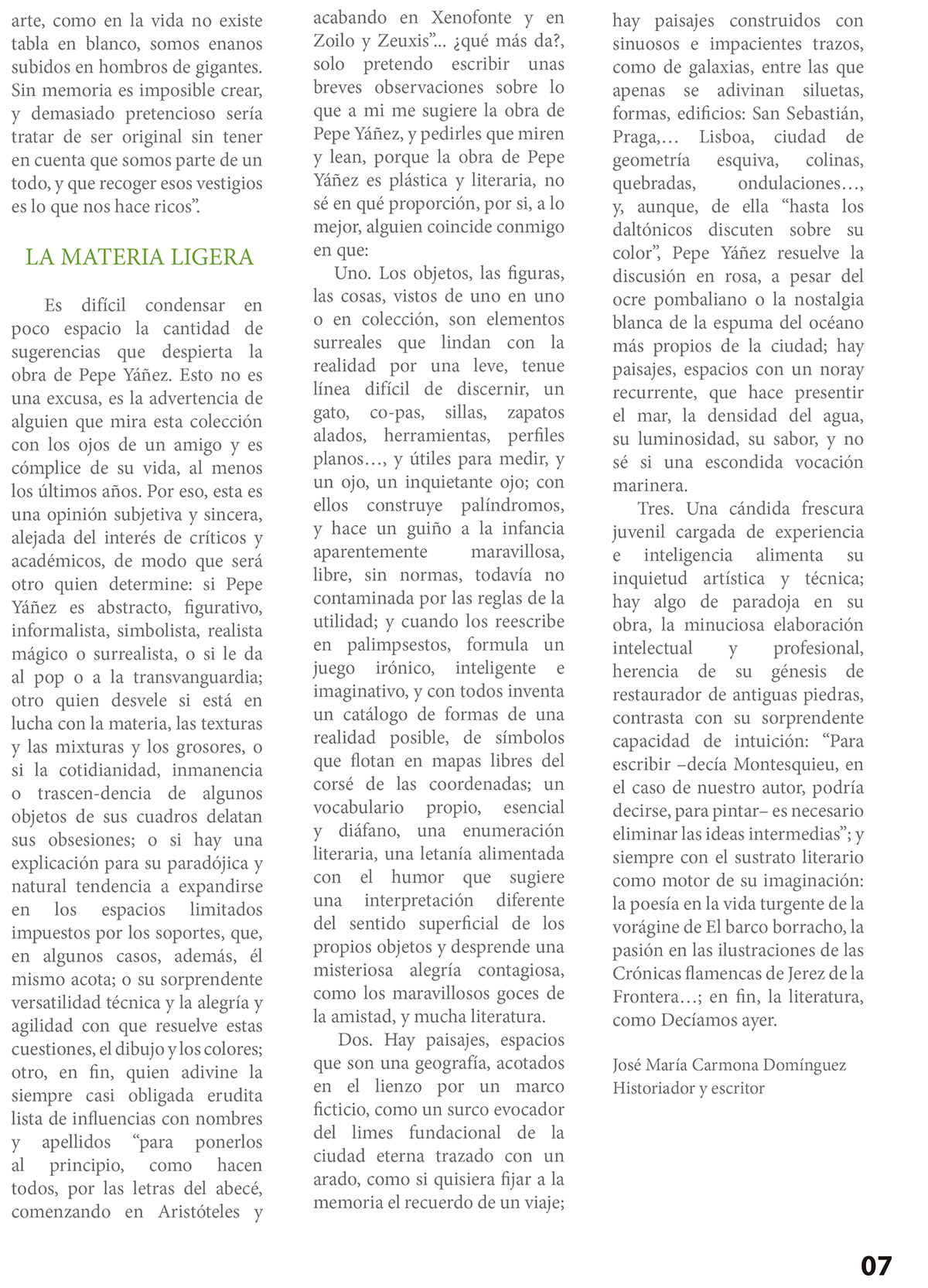 Pepe Yáñez. Revista Cultural La Laguna 