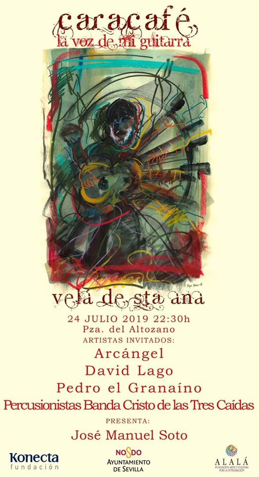 Pepe Yáñez. Cartel de La Voz de mi Guitarra en la Velá de Sta. Ana