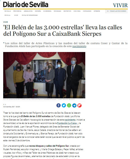 Pepe Yáñez. El Belén de las 3.000 estrellas' lleva las calles del Polígono Sur a CaixaBank Sierpes 