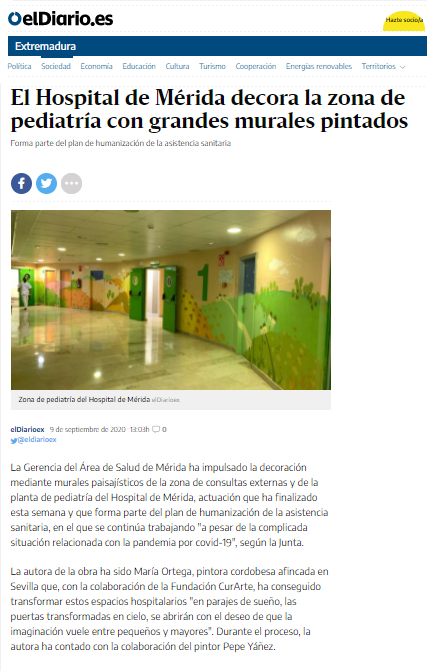 El Hospital de Mérida decora la zona de pediatría con grandes murales pintados