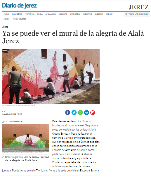 Pepe Yáñez. Ya se puede ver el mural de la alegría de Alalá Jerez